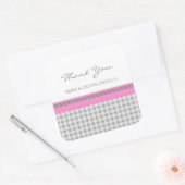 Gray Pink Gingham Vielen Dank Gastgeschenk Hochzei Quadratischer Aufkleber (Umschlag)