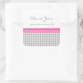 Gray Pink Gingham Vielen Dank Gastgeschenk Hochzei Quadratischer Aufkleber (Tasche)