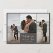Gray Pink Lined Back 3 Fotos Hochzeit Vielen Dank Dankeskarte (Vorderseite)