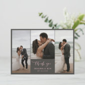 Gray Pink Lined Back 3 Fotos Hochzeit Vielen Dank Dankeskarte (Stehend Vorderseite)