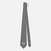Gray & Pink Monogramed Necktie Krawatte (Vorderseite)