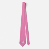 Gray & Pink Monogramed Necktie Krawatte (Vorderseite)