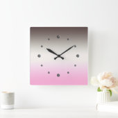 Gray pink Ombre Square Wall Clock Quadratische Wanduhr (Zuhause)