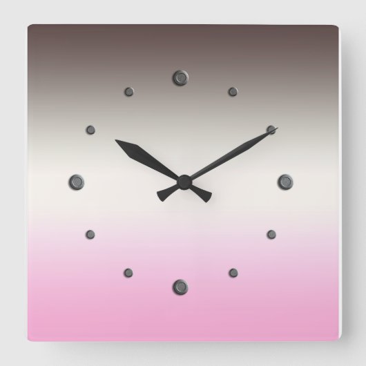 Gray pink Ombre Square Wall Clock Quadratische Wanduhr (Vorderseite)