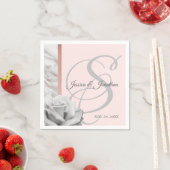Gray & Pink Rose Gold Foil Marmor Hochzeit Serviette (Beispiel)