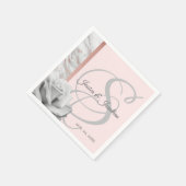 Gray & Pink Rose Gold Foil Marmor Hochzeit Serviette (Ecke)