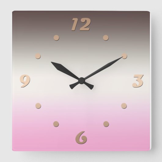 Gray Pink Shadow Quadratische Wanduhr (Vorderseite)