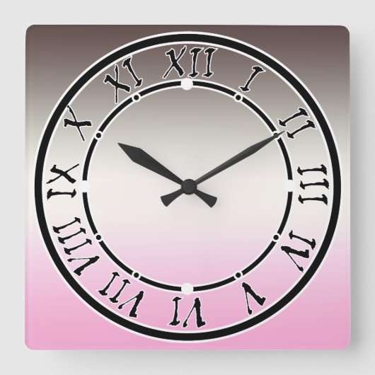 Gray Pink Shadow Quadratische Wanduhr (Vorderseite)