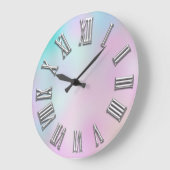 Gray Pink Silver Roman Number Holograph Große Wanduhr (Winkel)