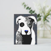 Gray Pit bull dog tattoos and piercing rose Postkarte (Stehend Vorderseite)