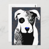 Gray Pit bull dog tattoos and piercing rose Postkarte (Vorne/Hinten)