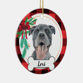 Gray Pitbull Hund Ornament (Rechts)