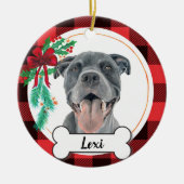 Gray Pitbull Hund Ornament (Vorne)