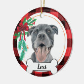 Gray Pitbull Hund Ornament (Links)