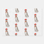 Gray Pitbull Staffordishire Christmas Dog Kariert Geschenkpapier Set (Vorderseite 2)