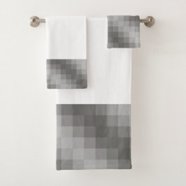 Gray Pixel Grafik auf weißen Badezimmertücher Badhandtuch Set