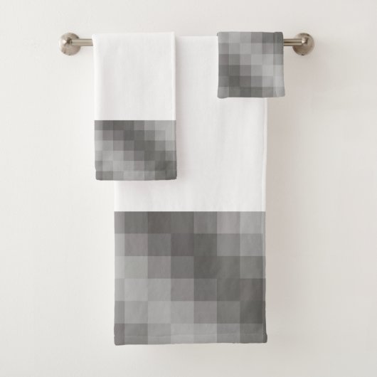 Gray Pixel Grafik auf weißen Badezimmertücher Badhandtuch Set (Insitu)