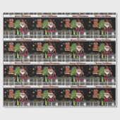 Gray Plaid Santa Christmas Wrapping Paper for Dad Geschenkpapier (Flach)