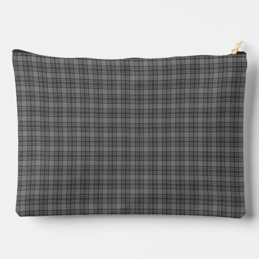Gray Plaid Tartan Pattern Zubehörtasche (Rückseite)