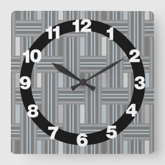 Gray Plaid Weave Quadratische Wanduhr (Vorderseite)