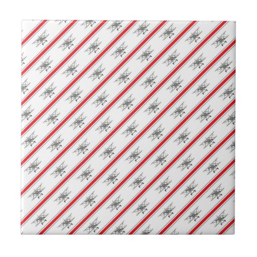 Gray Plane Red Lines Airplanes Pilot Plane Fliese (Vorderseite)