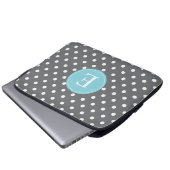 Gray Polka Dot Blue Monogram Laptopschutzhülle (Vorne Knopf)