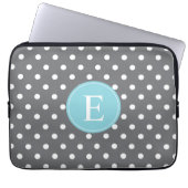 Gray Polka Dot Blue Monogram Laptopschutzhülle (Vorderseite)