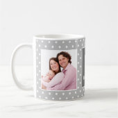 Gray Polka Dot Custom Foto Monogram Kaffeetasse (Links)