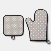 Gray Polka Dot Ofenhandschuh & Topflappen-Set (Vorderseite)