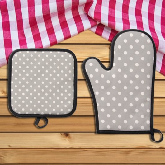 Gray Polka Dot Ofenhandschuh & Topflappen-Set