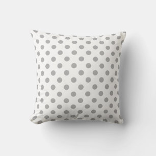 Gray Polka Dots Muster auf weißem Hintergrund Kissen