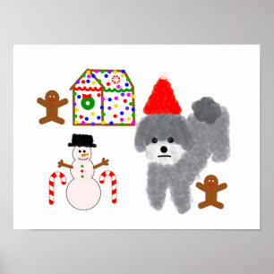 Gray Poodle Christmas #1-2 Poster