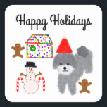 Gray Poodle Christmas #1-2 Stickers<br><div class="desc">Gray Poodle Christmas #1</div>