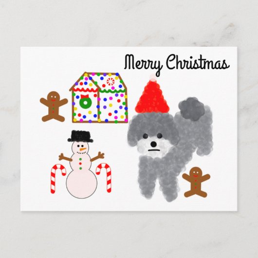 Gray Poodle Christmas #1 Postcard Postkarte (Vorderseite)