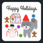 Gray Poodle Christmas #2-2 Stickers<br><div class="desc">Gray Poodle Christmas #2</div>