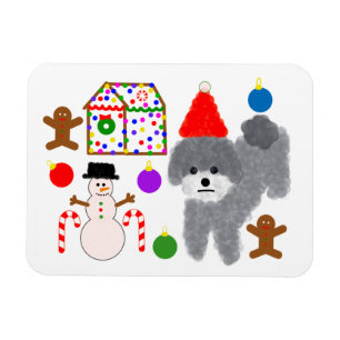 Gray Poodle Christmas #2 Magnet