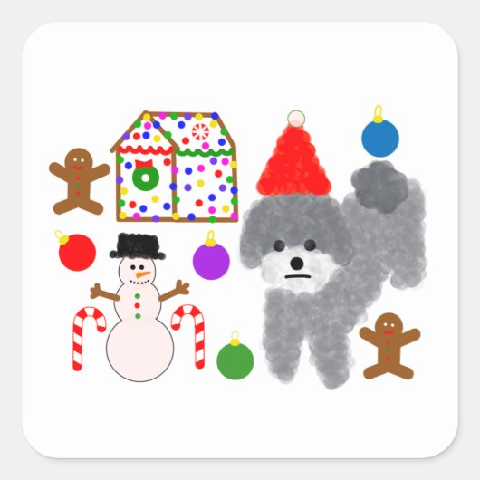 Gray Poodle Christmas #2 Stickers (Vorderseite)