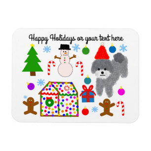 Gray Poodle Christmas #3-2 Magnet