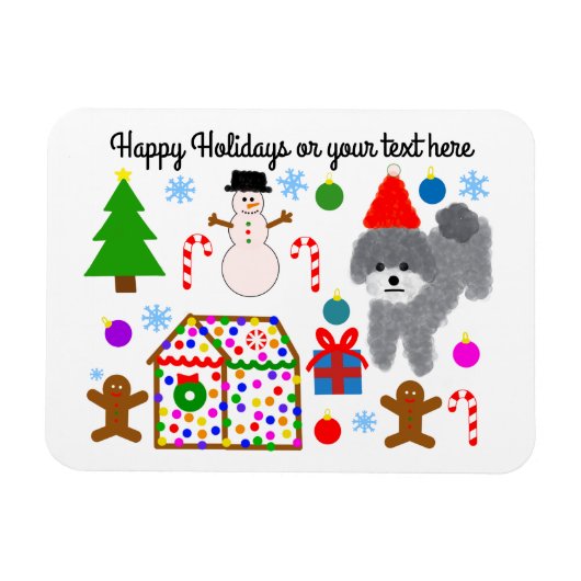 Gray Poodle Christmas #3-2 Magnet (Horizontal)