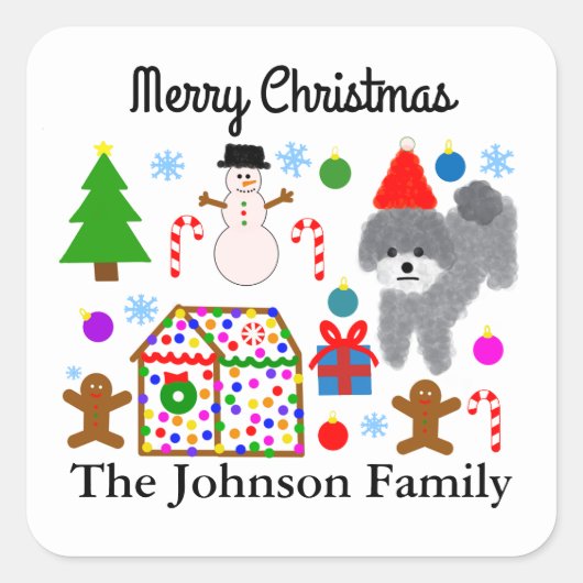 Gray Poodle Christmas #3-2 Stickers (Vorderseite)
