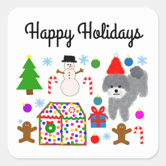 Gray Poodle Christmas #3-3 Stickers (Vorderseite)
