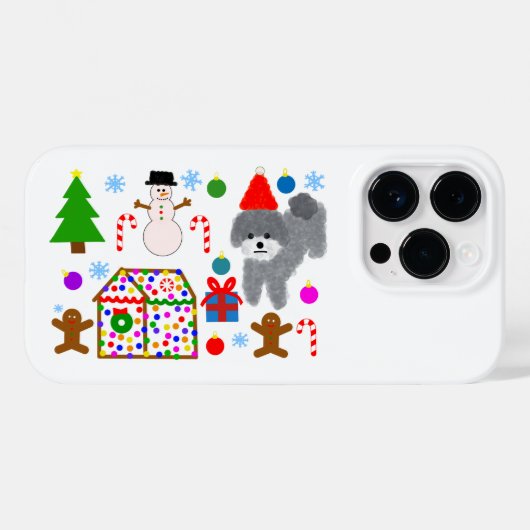 Gray Poodle Christmas #3 iPhone 14 Pro Case (Rückseite (Horizontal))