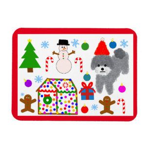 Gray Poodle Christmas #3 Magnet
