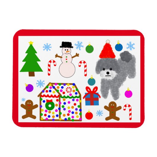 Gray Poodle Christmas #3 Magnet (Horizontal)
