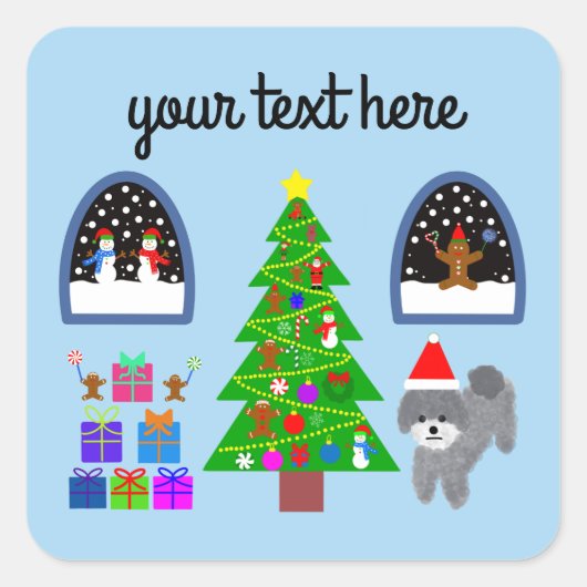Gray Poodle Christmas #4 Stickers (Vorderseite)