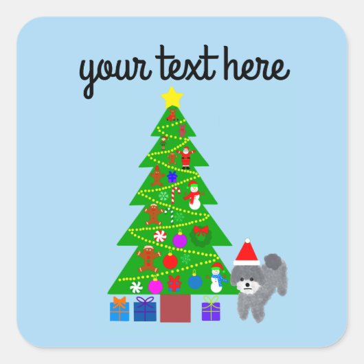 Gray Poodle Christmas #5 Stickers (Vorderseite)