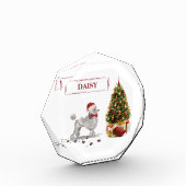 Gray Poodle Funny Christmas Dog mit Baum Fotoblock (Links)