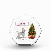 Gray Poodle Funny Christmas Dog mit Baum Fotoblock (Vorderseite)