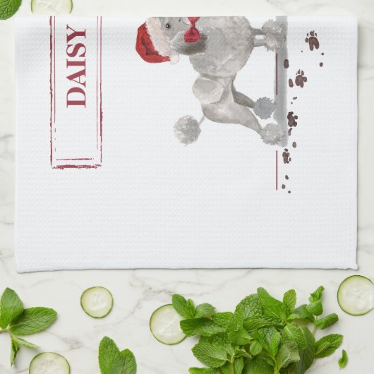 Gray Poodle Funny Christmas Dog mit Baum Geschirrtuch (Gefaltet)