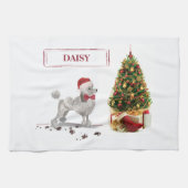 Gray Poodle Funny Christmas Dog mit Baum Geschirrtuch (Horizontal)